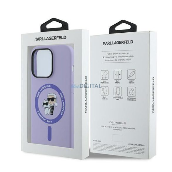 Karl Lagerfeld KLHMP14LSCMKCRHU Silicone Karl&Choupette Heads Ring MagSafe keménytok iPhone 14 Pro - lila