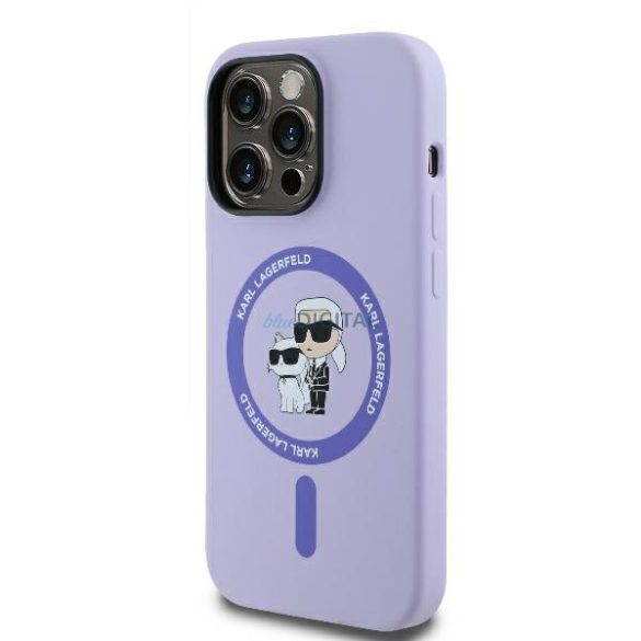 Karl Lagerfeld KLHMP14XSCMKCRHU Silicone Karl&Choupette Heads Ring MagSafe keménytok iPhone 14 Pro Max - lila