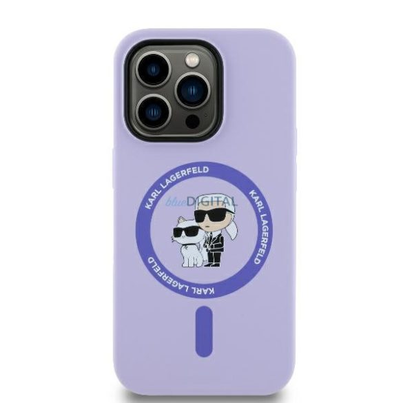 Karl Lagerfeld KLHMP14XSCMKCRHU Silicone Karl&Choupette Heads Ring MagSafe keménytok iPhone 14 Pro Max - lila