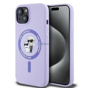 Karl Lagerfeld KLHMP15SSCMKCRHU Silicone Karl&Choupette Heads Ring MagSafe keménytok iPhone 15 - lila