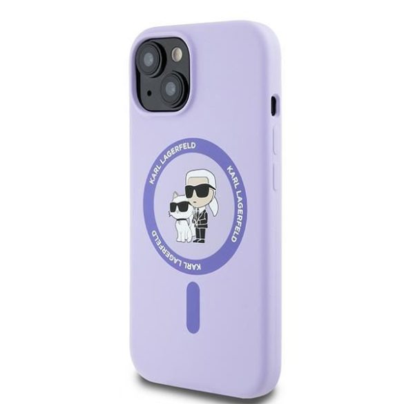 Karl Lagerfeld KLHMP15SSCMKCRHU Silicone Karl&Choupette Heads Ring MagSafe keménytok iPhone 15 - lila