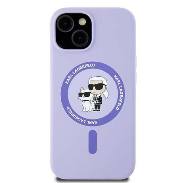 Karl Lagerfeld KLHMP15SSCMKCRHU Silicone Karl&Choupette Heads Ring MagSafe keménytok iPhone 15 - lila