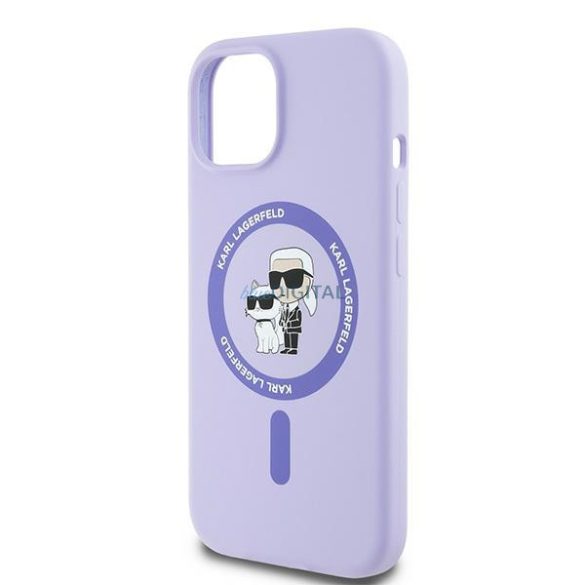 Karl Lagerfeld KLHMP15SSCMKCRHU Silicone Karl&Choupette Heads Ring MagSafe keménytok iPhone 15 - lila