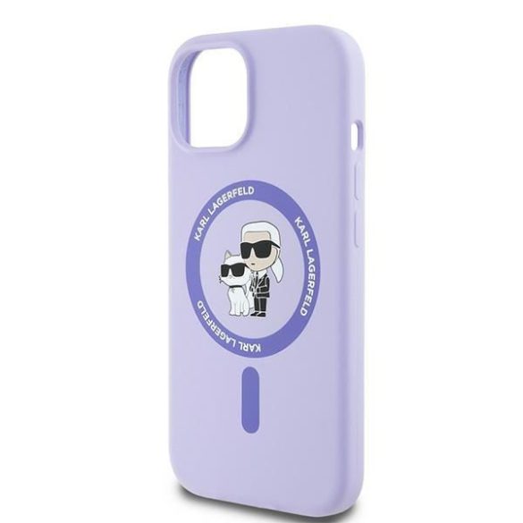 Karl Lagerfeld KLHMP15SSCMKCRHU Silicone Karl&Choupette Heads Ring MagSafe keménytok iPhone 15 - lila