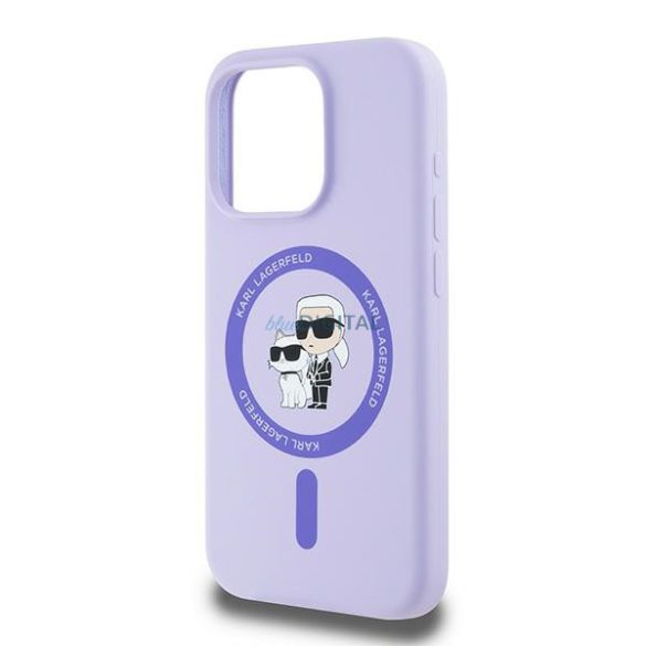 Karl Lagerfeld KLHMP15LSCMKCRHU Silicone Karl&Choupette Heads Ring MagSafe keménytok iPhone 15 Pro - lila