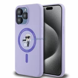   Karl Lagerfeld KLHMP15XSCMKCRHU Silicone Karl&Choupette Heads Ring MagSafe keménytok iPhone 15 Pro Max - lila