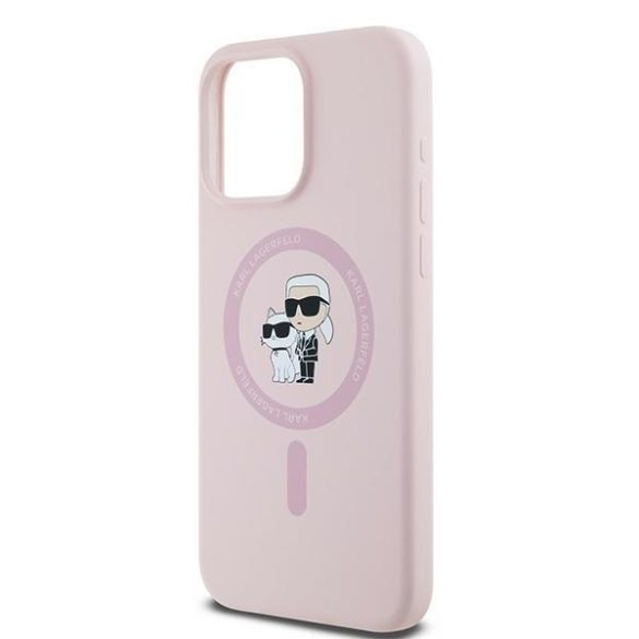 Karl Lagerfeld KLHMP15LSCMKCRHP Silicone Karl & Choupette MagSafe kompatibilis keménytok iPhone 15 Pro - rózsaszín