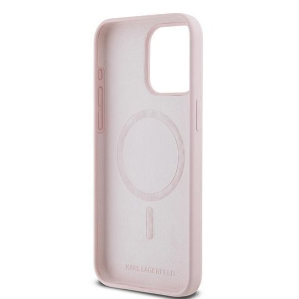 Karl Lagerfeld KLHMP15XSCMKCRHP Silicone Karl & Choupette Ring MagSafe kompatibilis keménytok iPhone 15 Pro Max - rózsaszín