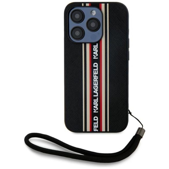 Karl Lagerfeld KLHCP15LPAMSCNSR Saffiano Athleisure Stripes Cord tok iPhone 15 Pro - piros