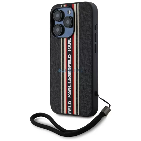 Karl Lagerfeld KLHCP15XPAMSCNSR Saffiano Athleisure Stripes Cord tok iPhone 15 Pro Max - piros