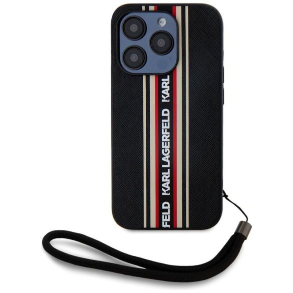 Karl Lagerfeld KLHCP15XPAMSCNSR Saffiano Athleisure Stripes Cord tok iPhone 15 Pro Max - piros