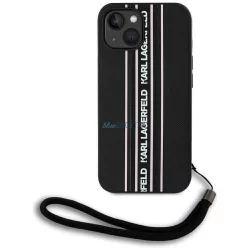   Tok Karl Lagerfeld Saffiano Athleisure  csíkos zsinór az iPhone 15, rózsaszín