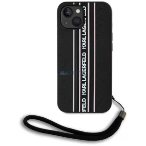 Tok Karl Lagerfeld Saffiano Athleisure  csíkos zsinór az iPhone 15, rózsaszín
