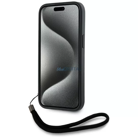 Tok Karl Lagerfeld Saffiano Athleisure  csíkos zsinór az iPhone 15 Pro, rózsaszín