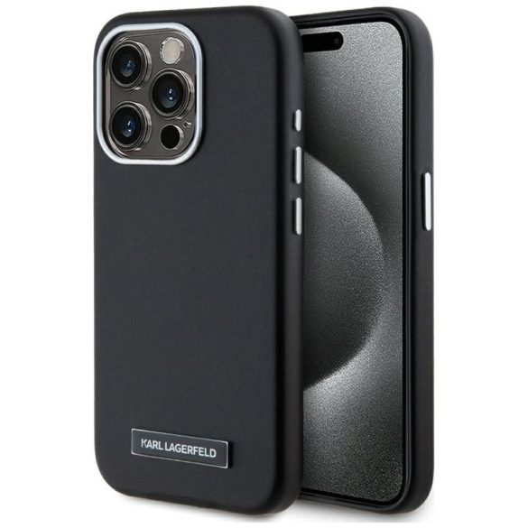 Karl Lagerfeld KLHMP15LPGMSRPK FW Metal Plate MagSafe-kompatibilis tok iPhone 15 Pro - fekete