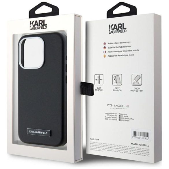 Karl Lagerfeld KLHMP15LPGMSRPK FW Metal Plate MagSafe-kompatibilis tok iPhone 15 Pro - fekete