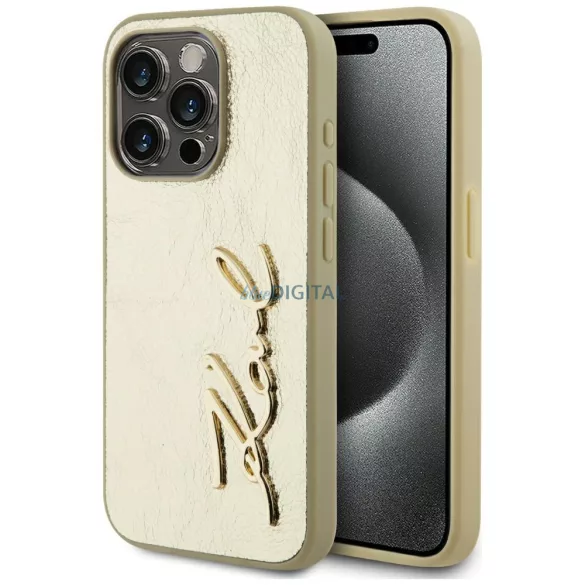 Karl Lagerfeld „Wrinkled Metal Signature” tok iPhone 15 Pro, arany színben