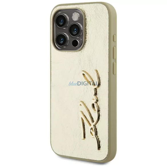 Karl Lagerfeld „Wrinkled Metal Signature” tok iPhone 15 Pro, arany színben