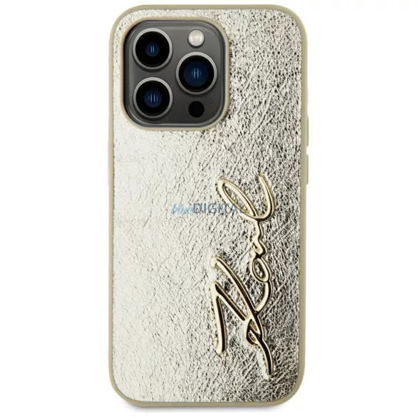 Karl Lagerfeld „Wrinkled Metal Signature” tok iPhone 15 Pro, arany színben