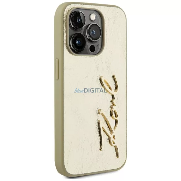 Karl Lagerfeld „Wrinkled Metal Signature” tok iPhone 15 Pro, arany színben