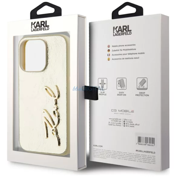 Karl Lagerfeld „Wrinkled Metal Signature” tok iPhone 15 Pro, arany színben