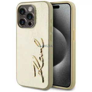 Karl Lagerfeld „Wrinkled Metal Signature” tok az iPhone 15 Pro Max, arany színben