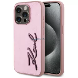   Karl Lagerfeld „Wrinkled Metal Signature” tok az iPhone 15 Pro, rózsaszín