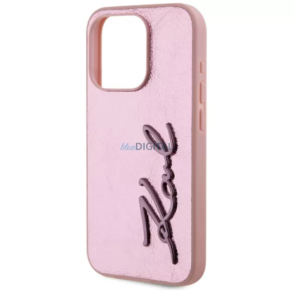 Karl Lagerfeld „Wrinkled Metal Signature” tok az iPhone 15 Pro, rózsaszín