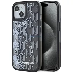   Karl Lagerfeld KLHCP15SLKLGKCCK Liquide Glitter Monogram Gradient tok iPhone 15 - fekete