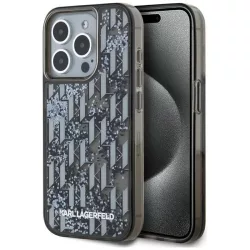   Karl Lagerfeld KLHCP15LLKLGKCCK Liquide Glitter Monogram Gradient tok iPhone 15 Pro - fekete