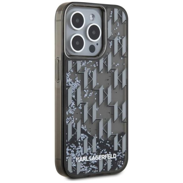Karl Lagerfeld KLHCP15LLKLGKCCK Liquide Glitter Monogram Gradient tok iPhone 15 Pro - fekete
