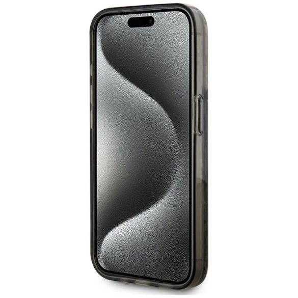 Karl Lagerfeld KLHCP15LLKLGKCCK Liquide Glitter Monogram Gradient tok iPhone 15 Pro - fekete