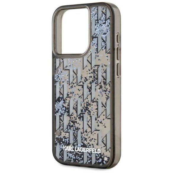 Karl Lagerfeld KLHCP15LLKLGKCCK Liquide Glitter Monogram Gradient tok iPhone 15 Pro - fekete