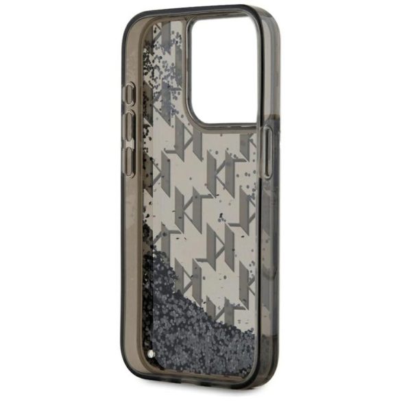 Karl Lagerfeld KLHCP15LLKLGKCCK Liquide Glitter Monogram Gradient tok iPhone 15 Pro - fekete