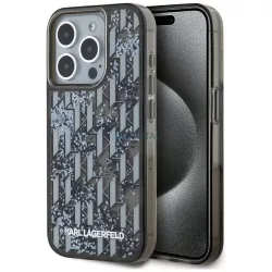   Karl Lagerfeld KLHCP15XLKLGKCCK Liquide Glitter Monogram Gradient tok iPhone 15 Pro Max - fekete