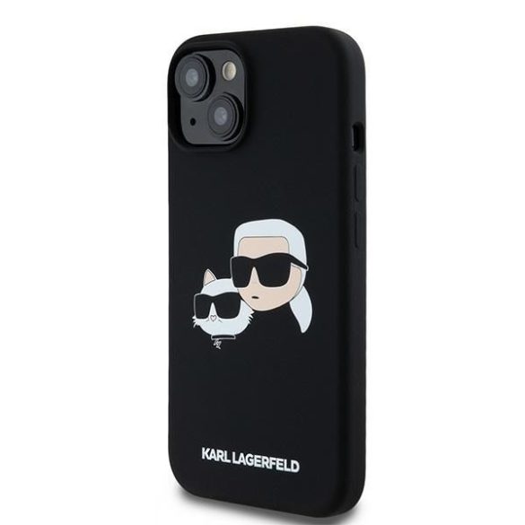 Karl Lagerfeld KLHMP15SSKCHPPLK Silicone Karl & Choupette MagSafe kompatibilis keménytok iPhone 15 / 14 / 13 - fekete 