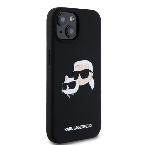 Karl Lagerfeld KLHMP15SSKCHPPLK Silicone Karl & Choupette MagSafe kompatibilis keménytok iPhone 15 / 14 / 13 - fekete 