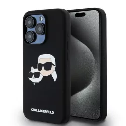   Karl Lagerfeld KLHMP15LSKCHPPLK Silicone Karl & Choupette MagSafe kompatibilis keménytok iPhone 15 Pro - fekete