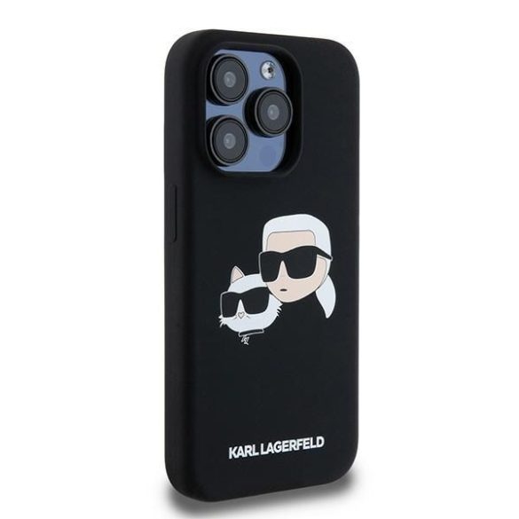 Karl Lagerfeld KLHMP15LSKCHPPLK Silicone Karl & Choupette MagSafe kompatibilis keménytok iPhone 15 Pro - fekete