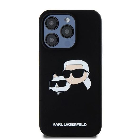 Karl Lagerfeld KLHMP15XSKCHPPLK Silicone Karl & Choupette MagSafe kompatibilis keménytok iPhone 15 Pro Max - fekete