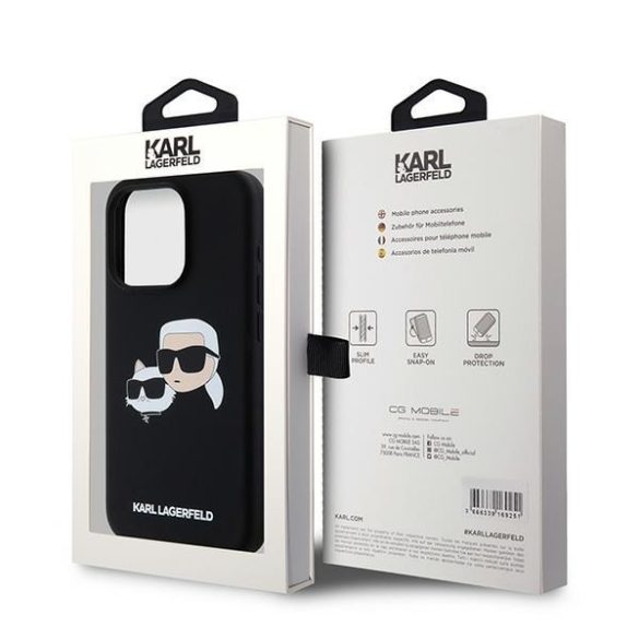 Karl Lagerfeld KLHMP15XSKCHPPLK Silicone Karl & Choupette MagSafe kompatibilis keménytok iPhone 15 Pro Max - fekete
