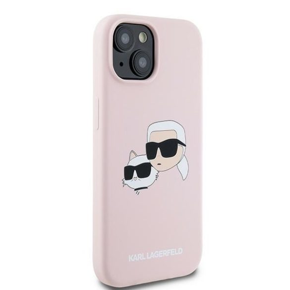 Karl Lagerfeld KLHMP15SSKCHPPLP Silicone Karl & Choupette MagSafe kompatibilis keménytok iPhone 15 / 14 / 13 - rózsaszín