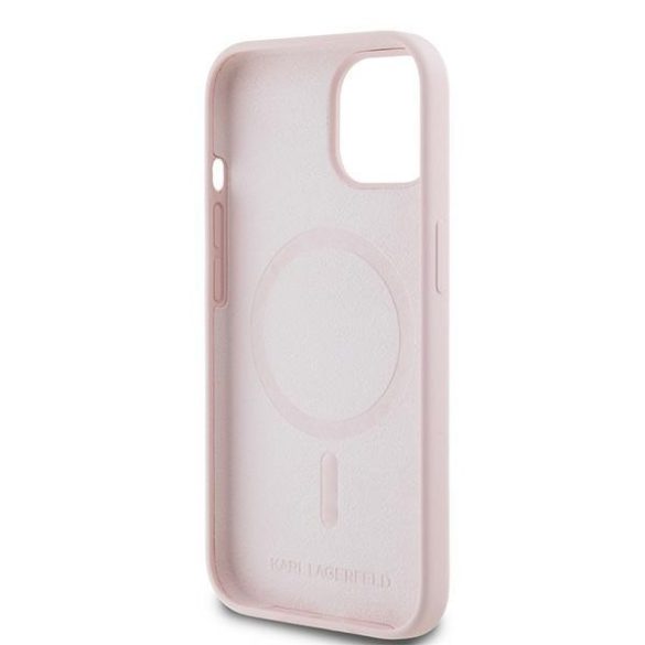 Karl Lagerfeld KLHMP15SSKCHPPLP Silicone Karl & Choupette MagSafe kompatibilis keménytok iPhone 15 / 14 / 13 - rózsaszín