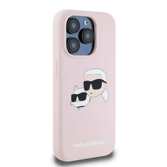 Karl Lagerfeld KLHMP15XSKCHPPLP Silicone Karl & Choupette MagSafe kompatibilis keménytok iPhone 15 Pro Max - rózsaszín