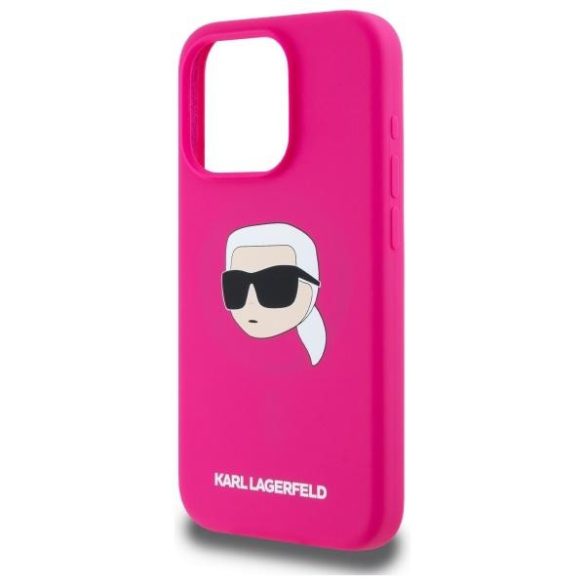 Karl Lagerfeld KLHMP15LSKHPPLF Silicone Karl Head Print MagSafe-kompatibilis tok iPhone 15 Pro - élénk rózsaszín