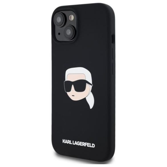 Karl Lagerfeld KLHMP15SSKHPPLK Silicone Karl Head Print MagSafe-kompatibilis tok iPhone 15 - fekete