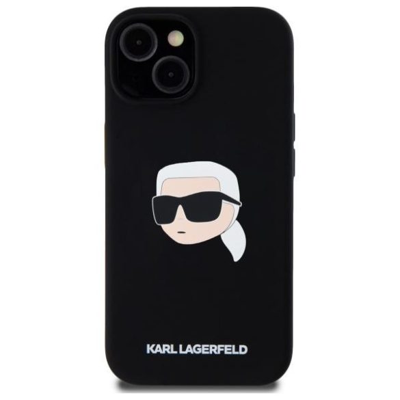 Karl Lagerfeld KLHMP15SSKHPPLK Silicone Karl Head Print MagSafe-kompatibilis tok iPhone 15 - fekete