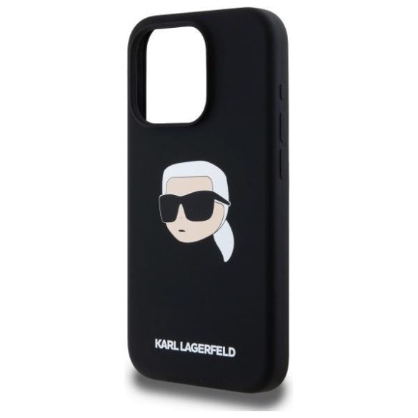 Karl Lagerfeld KLHMP15LSKHPPLK Silicone Karl Head Print MagSafe-kompatibilis tok iPhone 15 Pro - fekete