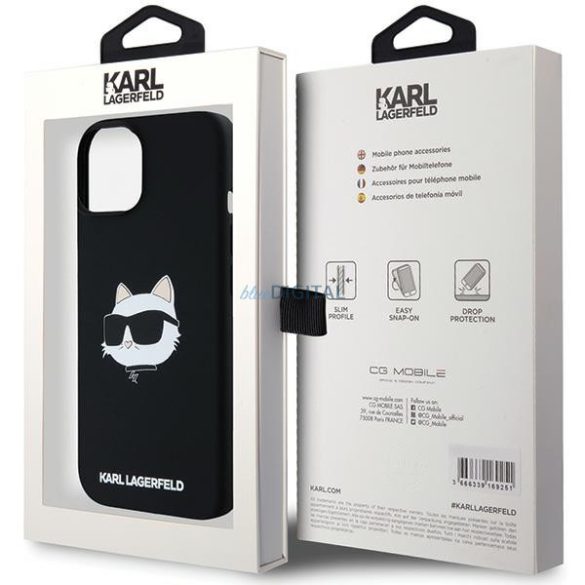 Karl Lagerfeld KLHMP15SSCHPPLK Silicone Choupette Head MagSafe-kompatibilis tok iPhone 15/14/13 - fekete