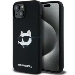   Karl Lagerfeld KLHMP15MSCHPPLK Silicone Choupette Head MagSafe-kompatibilis tok iPhone 15 Plus - fekete